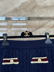 Colestore Chanel Short Skirt  Cashmere & Cotton  Navy Blue, Light Yellow & Burgundy - 2