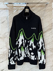 Colestore Gucci Wool jacquard zip jacket with intarsia in black and multicolor heavy wool jacquard - 1