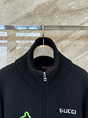 Colestore Gucci Wool jacquard zip jacket with intarsia in black and multicolor heavy wool jacquard - 4