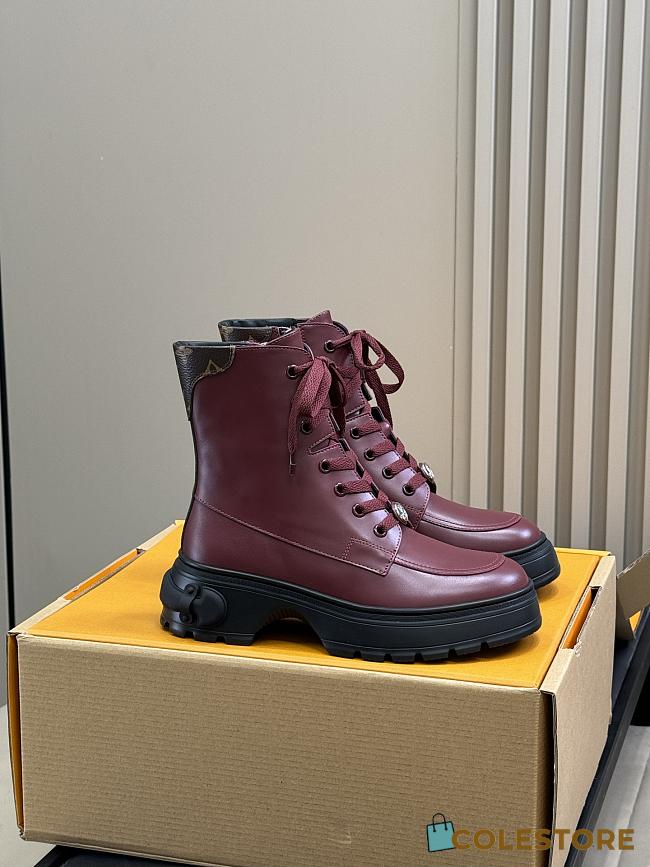 Colestore Louis Vuitton LV Squad Lace-up Ankle Boot Burgundy - 1