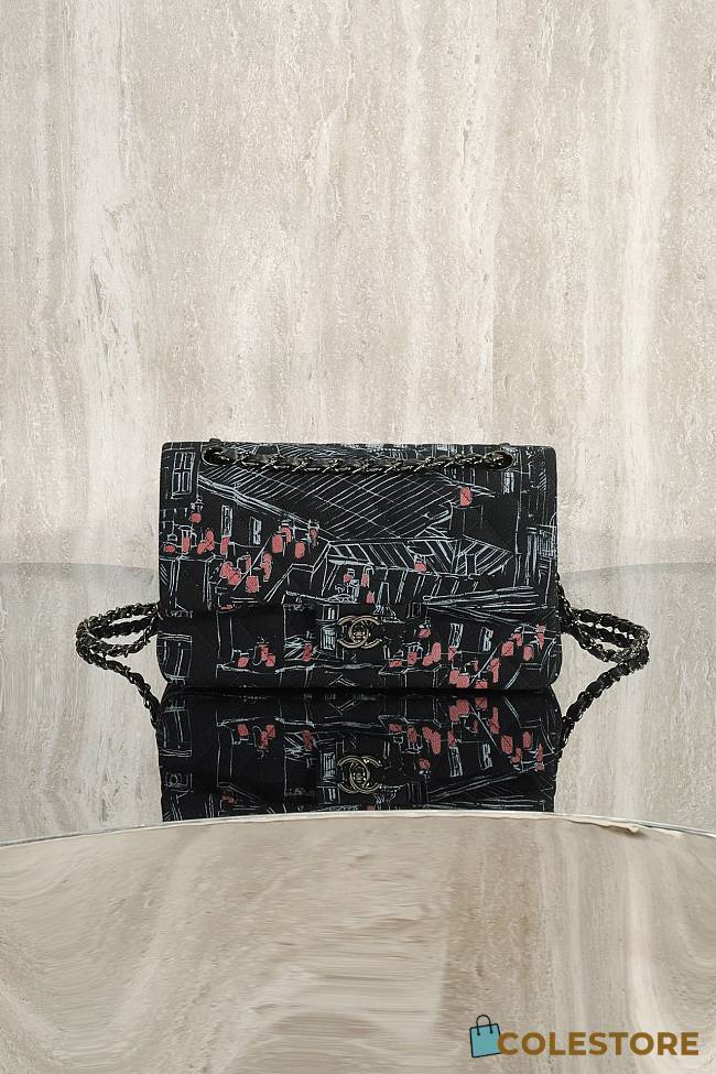 Colestore Chanel Classic Black, White & Red Crossbody 25cm - 1