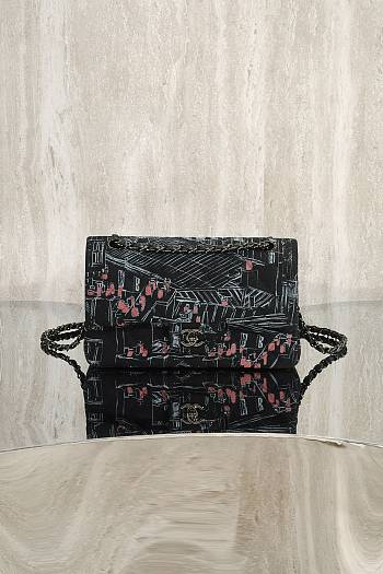 Colestore Chanel Classic Black, White & Red Crossbody 25cm