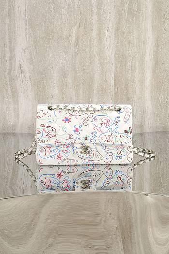 Colestore Chanel Classic Flap bag with a unique graphic print pattern 25cm