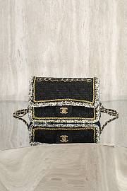 Colestore Chanel Classic Handbag Cotton Tweed & Gold-Tone Metal Black 25cm - 1