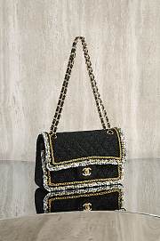 Colestore Chanel Classic Handbag Cotton Tweed & Gold-Tone Metal Black 25cm - 5