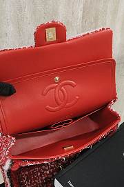Colestore Chanel Classic Handbag Tweed fabric & gold-plated metal  Red, Pink & Black 25cm - 3