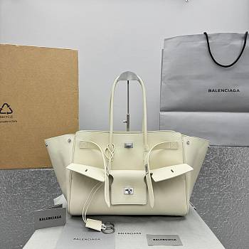 	 Colestore Balenciaga Bel Air Carry All Bag Medium in Ivory Smooth Calfskin, Aged-silver Hardware 37x28x17cm