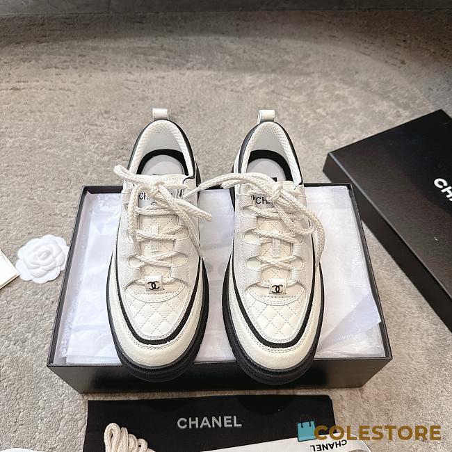 Colestore Chanel Sneakers Calfskin, Calfskin Suede & Lambskin  White & Black - 1
