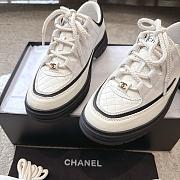 Colestore Chanel Sneakers Calfskin, Calfskin Suede & Lambskin  White & Black - 4