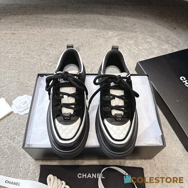 Colestore Chanel Sneakers Calfskin, Calfskin Suede & Lambskin  Black & White - 1