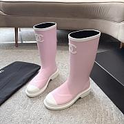 Colestore Chanel Wellington Rain Rubber Pink & White - 5