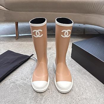 Colestore Chanel Wellington Rain Rubber Brown & White