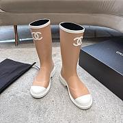 Colestore Chanel Wellington Rain Rubber Brown & White - 2