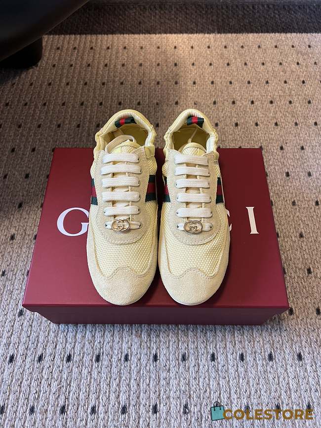 Colestore  Gucci Women's Gucci Shift Trainers in Light Yellow Fabric - 1