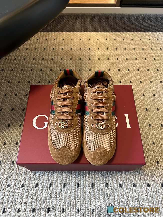Colestore  Gucci Women's Gucci Shift Trainers in Brown Fabric - 1