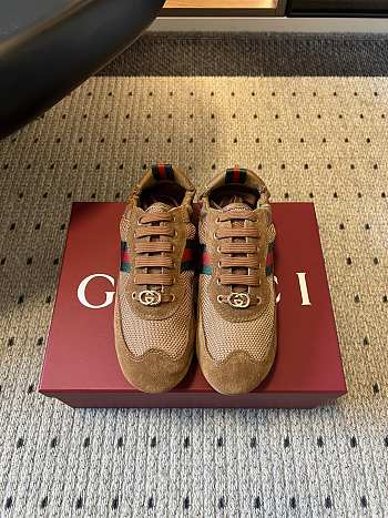 Colestore  Gucci Women's Gucci Shift Trainers in Brown Fabric
