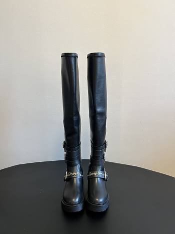 Colestore Dior D-Fight Thigh Boot Black Calfskin and Leather-Effect