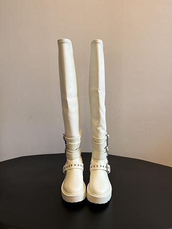 Colestore Dior D-Fight Thigh Boot White Calfskin and Leather-Effect