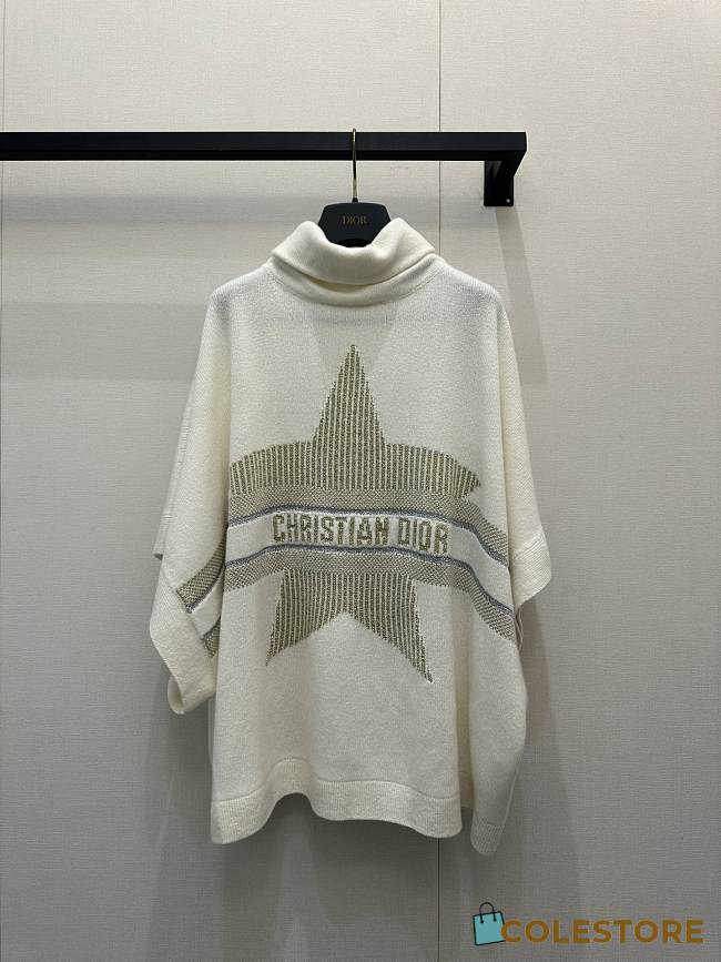 Colestore Christian Dior cashmere blend knit turtleneck sweater with a star and logo embroidery - 1