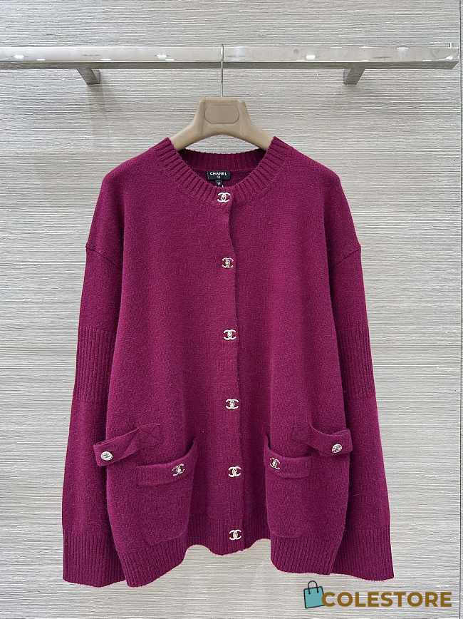 Colestore Chanel Cardigan in a Vibrant Fuchsia - 1