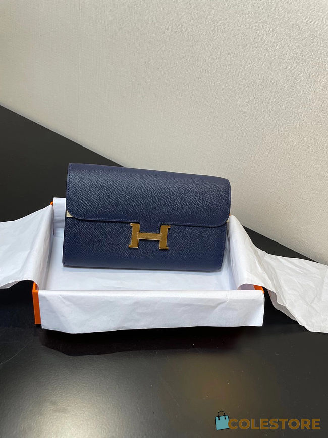 Colestore Hermes Constance Long To Go Wallet In Navy Blue 20.5 x 13 x 2cm - 1