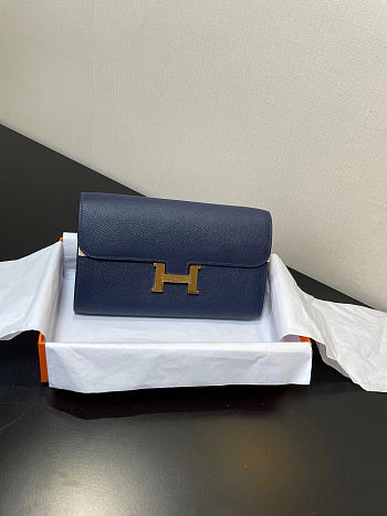 Colestore Hermes Constance Long To Go Wallet In Navy Blue 20.5 x 13 x 2cm