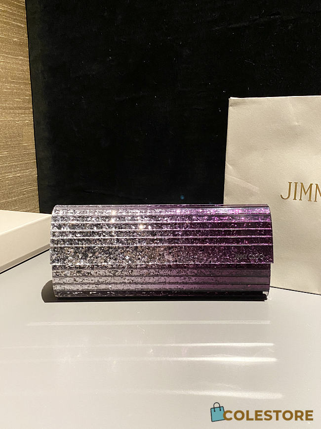 Colestore Jimmy Choo Sweetie Lavender & White Dégradé Glitter Acrylic Clutch Bag 24x10x5cm - 1