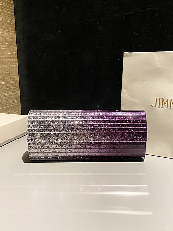 Colestore Jimmy Choo Sweetie Lavender & White Dégradé Glitter Acrylic Clutch Bag 24x10x5cm