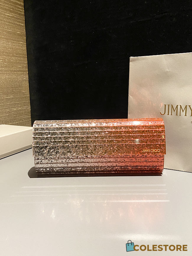 Colestore Jimmy Choo Sweetie Orange & Silver Dégradé Glitter Acrylic Clutch Bag 24x10x5cm - 1