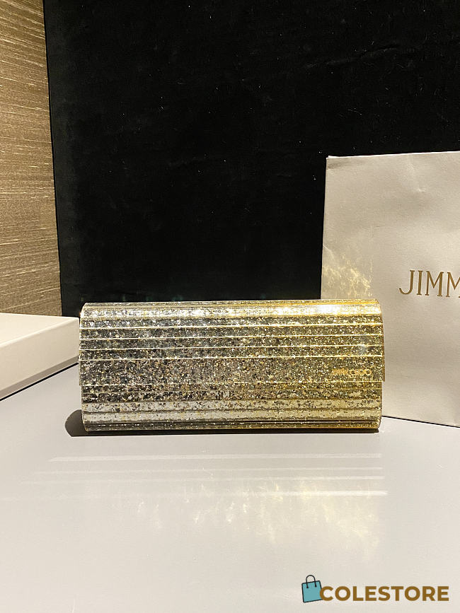 Colestore Jimmy Choo Sweetie Silver & Gold Dégradé Glitter Acrylic Clutch Bag 24x10x5cm - 1