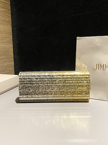 Colestore Jimmy Choo Sweetie Silver & Gold Dégradé Glitter Acrylic Clutch Bag 24x10x5cm