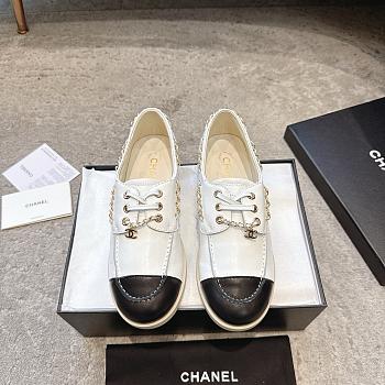Colestore Chanel Moccasins Suede Calfskin White & Black