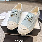Colestore Chanel Moccasins Suede Calfskin Light Blue & White - 6