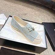 Colestore Chanel Moccasins Suede Calfskin Light Blue & White - 2