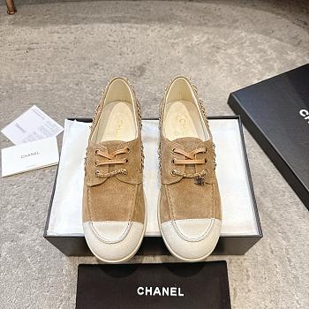Colestore Chanel Moccasins Suede Calfskin Brown & White