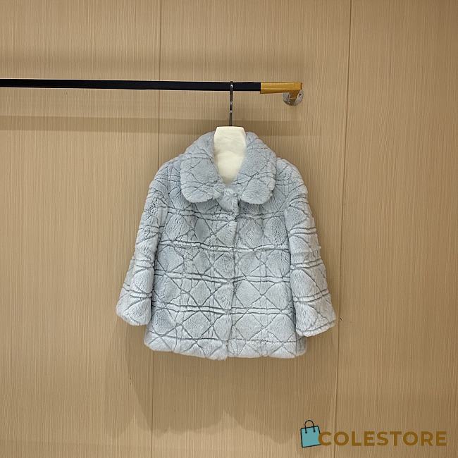 Colestore Dior Cannage Quilted Fur Jacket in Light Blue - 1