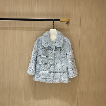 Colestore Dior Cannage Quilted Fur Jacket in Light Blue