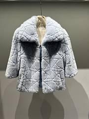 Colestore Dior Cannage Quilted Fur Jacket in Light Blue - 6