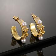 Colestore Louis Vuitton Gold Monogram Pearl Embellished Earrings - 1