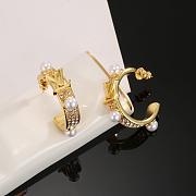 Colestore Louis Vuitton Gold Monogram Pearl Embellished Earrings - 4