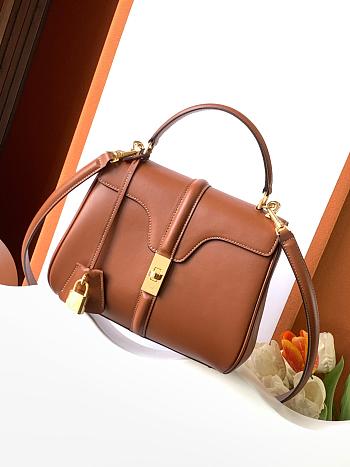 Colestore Celine 16 In Satinated Calfskin Tan 23x18x10cm