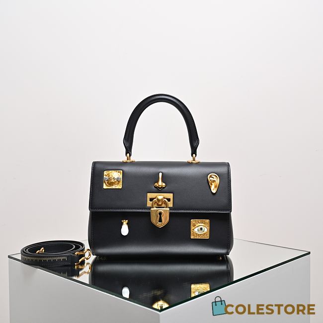 Colestore Schiaparelli Bijoux Secret Bag in Black Leather 24x11x17cm - 1
