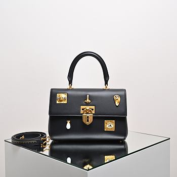 Colestore Schiaparelli Bijoux Secret Bag in Black Leather 24x11x17cm