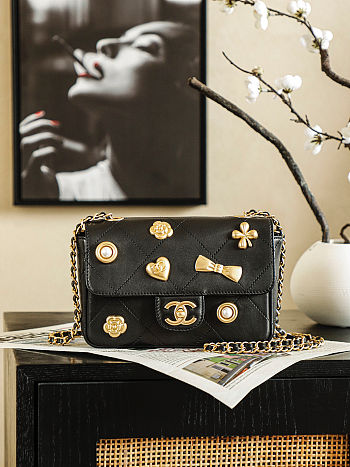 Colestore Chanel 25 Handbag in Black Grained Calfskin and Gold-tone Metal 19x13x6.5cm