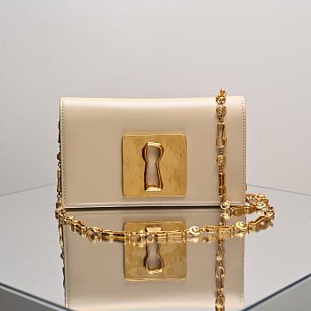 Colestore Schiaparelli Keyhole Chain Pouch Calfskin Light Beige 19.5x3x11.5cm