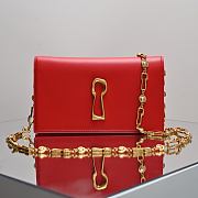 Colestore Schiaparelli Keyhole Chain Pouch Calfskin Red 19.5x3x11.5cm - 1