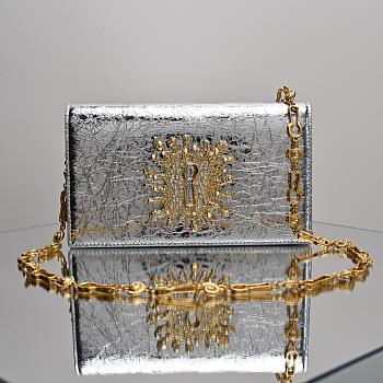 Colestore Schiaparelli Keyhole Bijou Chain Clutch Calfskin Silver 19.5x3x11.5cm
