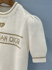 Colestore Dior Short-Sleeved Sweater Ecru and Gold-Tone Virgin Wool-Cashmere-Blend Knit - 6