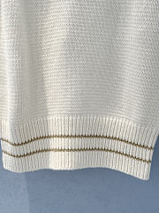 Colestore Dior Short-Sleeved Sweater Ecru and Gold-Tone Virgin Wool-Cashmere-Blend Knit - 4