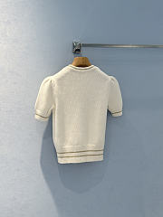 Colestore Dior Short-Sleeved Sweater Ecru and Gold-Tone Virgin Wool-Cashmere-Blend Knit - 5